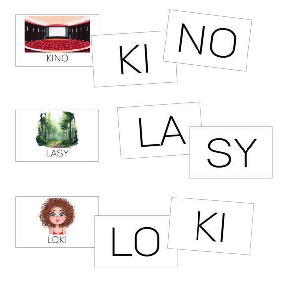 Sylabowa układanka - nauka czytania - sylabami - 2-sylabowe - 79 wyrazów!