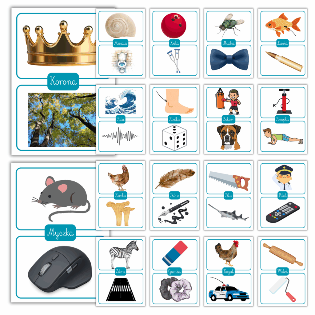 Homonimy – zestaw 40 kart edukacyjnych do nauki języka i zabawy PDF