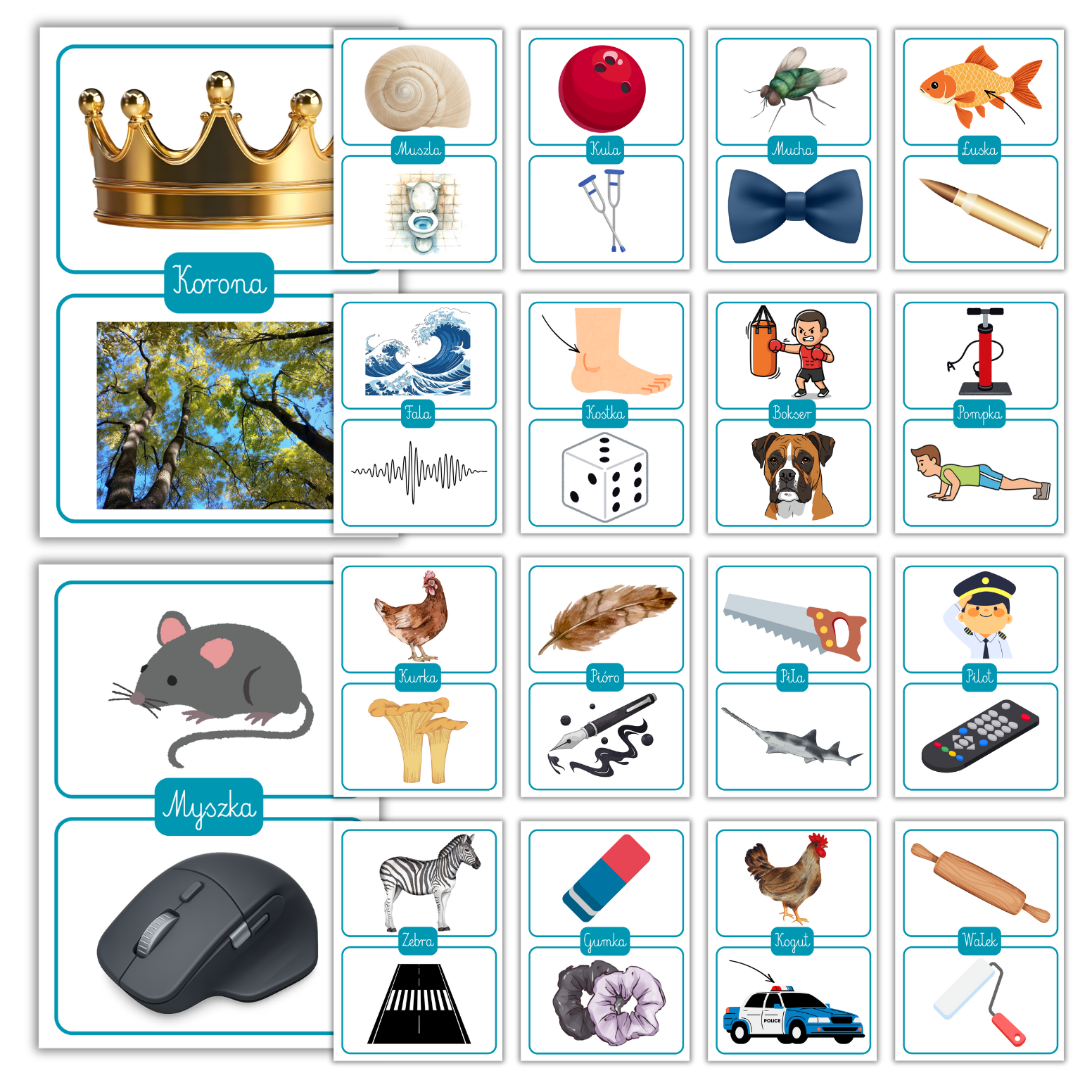 Homonimy – zestaw 40 kart edukacyjnych do nauki języka i zabawy PDF