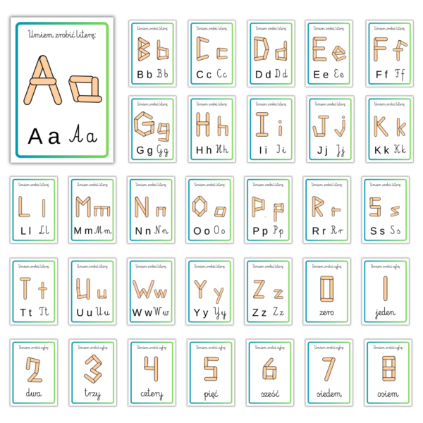 Budowanie liter i cyfr z patyczków - Motoryka mała, zadania dla przedszkolaka
